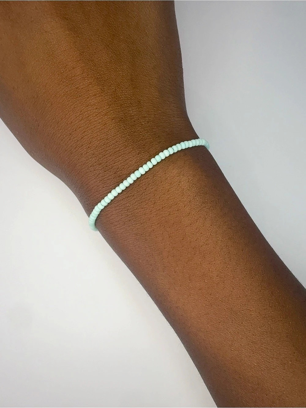 Aqua Mist Handmade 2mm Stretch Beaded Bracelet